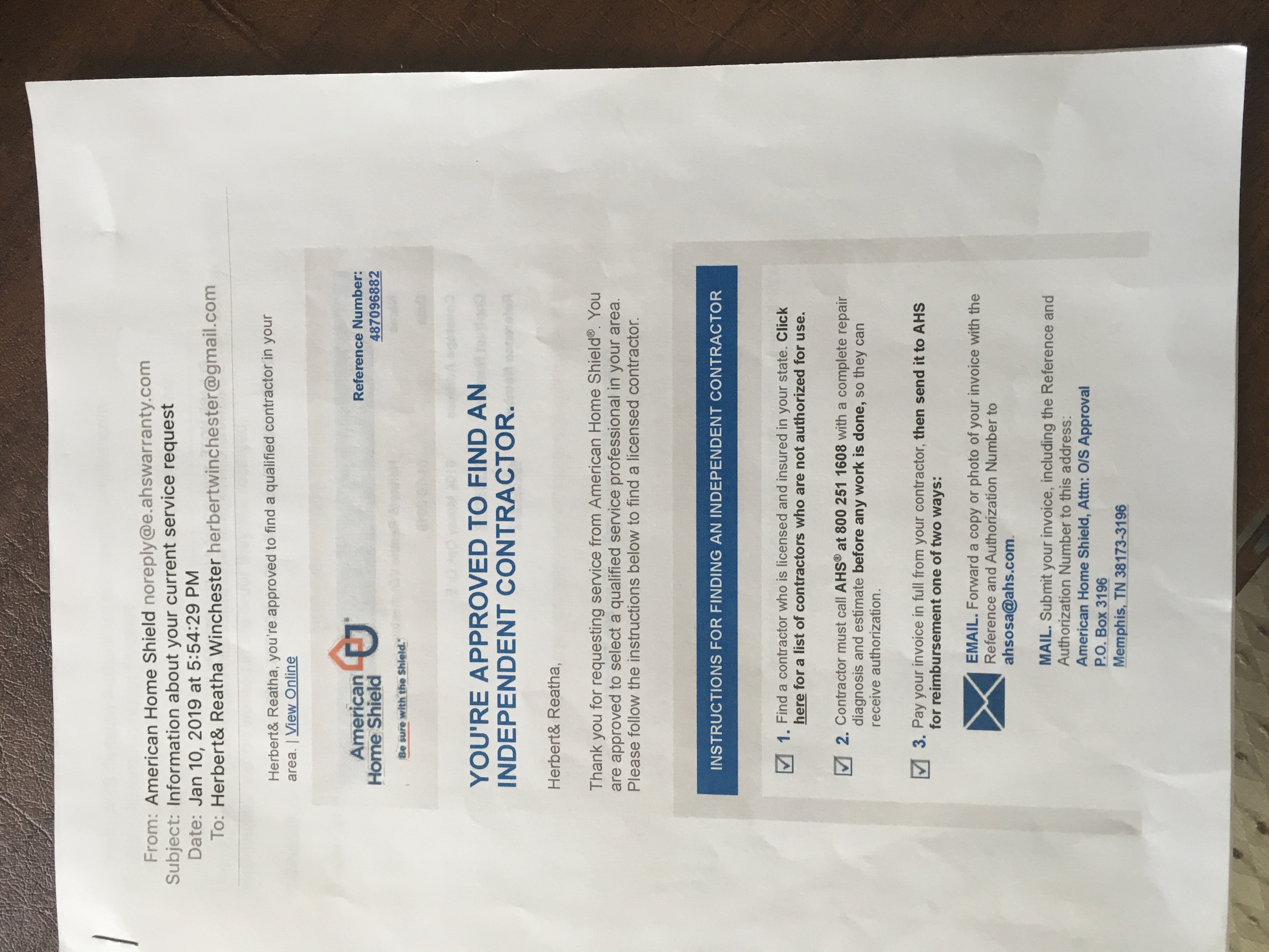 American Home Shield Customer Service Complaints Department   Herbert Winchester Jr. American Home Shield Complaint 2019 1552079327 